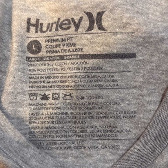 Hurley Premium Fit Men’s L Gray Short Sleeve T Shirt Palm Flower Logo Front - Picture 6 of 8